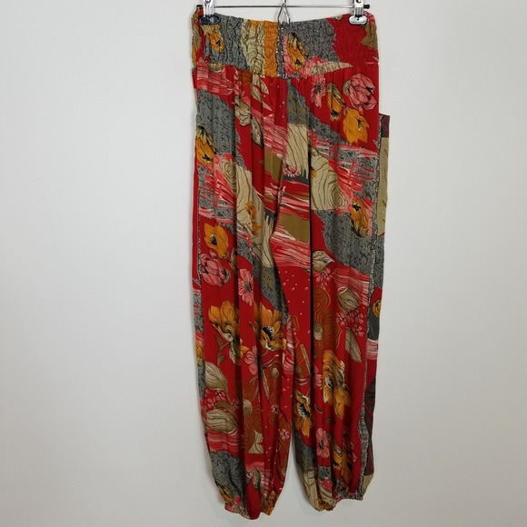 Earthbound Women Floral Boho Harem Pants Sz L Pull On Summer Beach - Picture 4 of 8